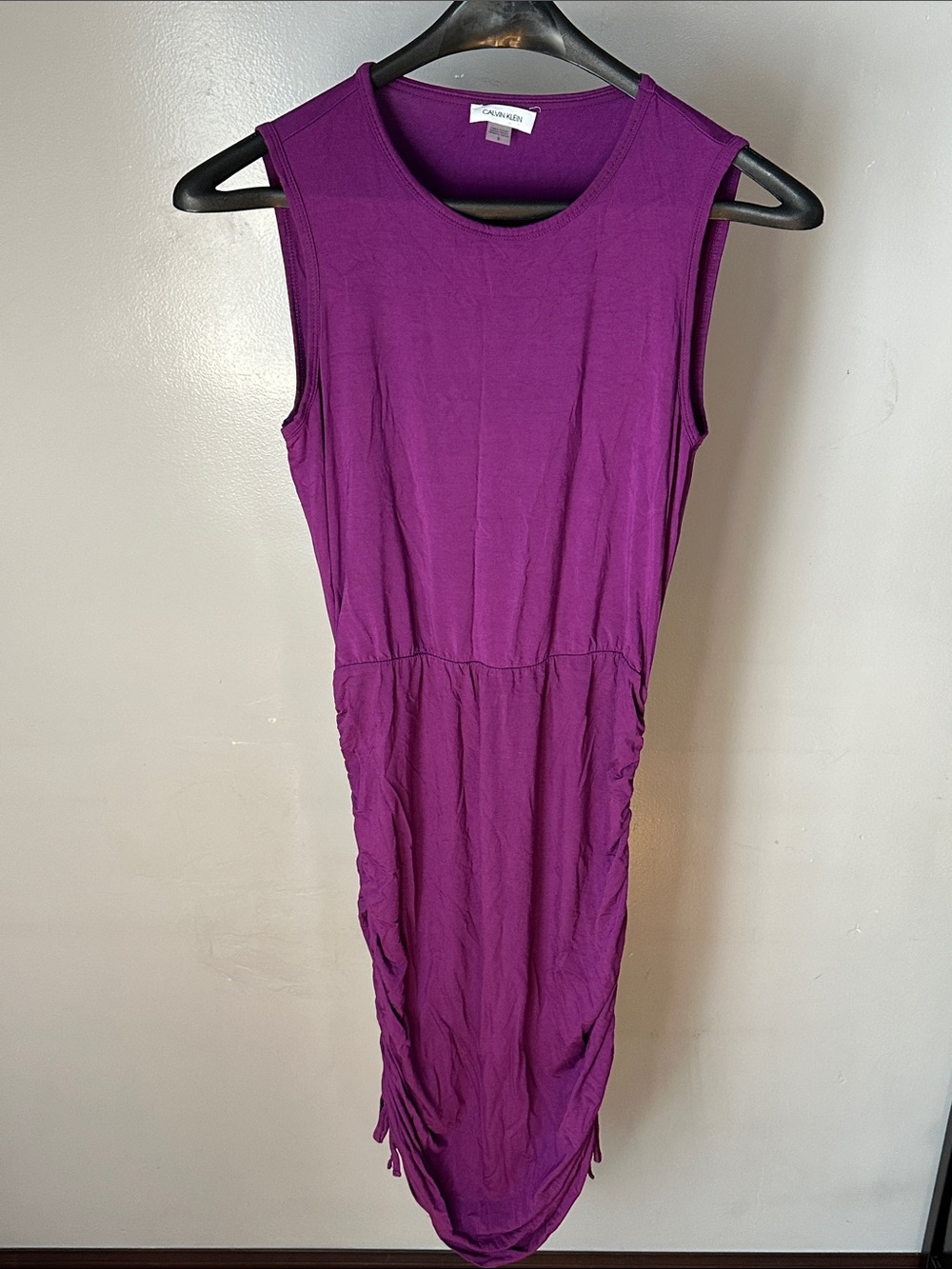 Calvin Klein Purple Sleeveless Maxi Dress with Gathered Sides